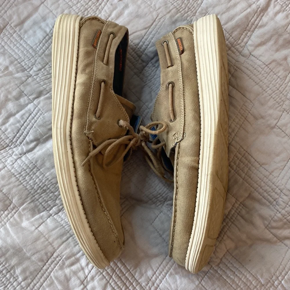 Skechers boat deck shoes khaki tan sz 13